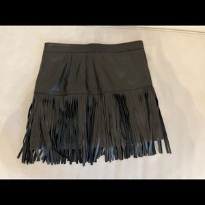 Scoop NYC Leather Fringe Mini Skirt - Size S